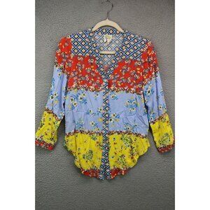 Fig & Flower Long Sleeve Button-Up Floral Blouse-P/S-Cottagecore-Mixed Prints